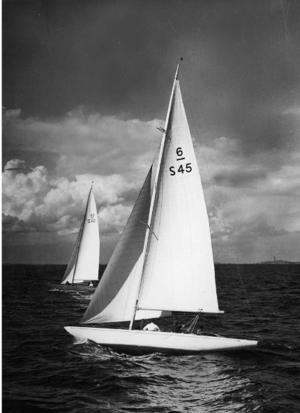 Black and white photograph of sailing boats.