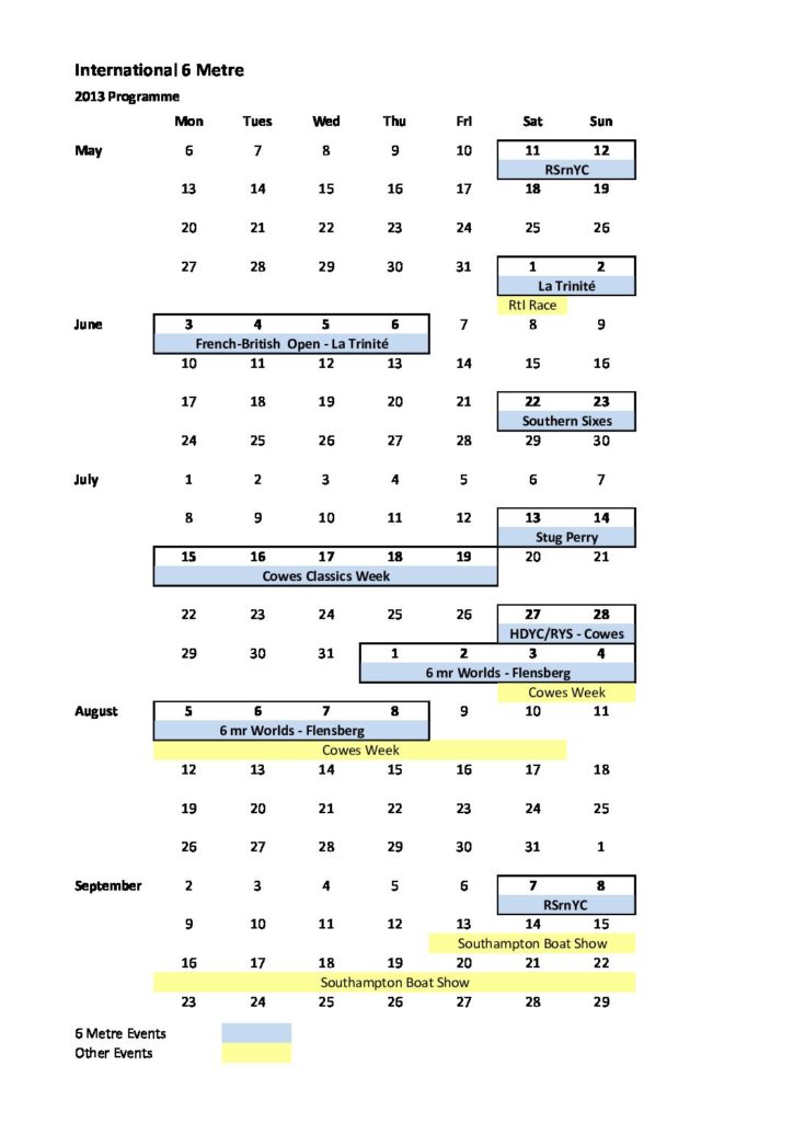 BISMA events calendar, 2013
