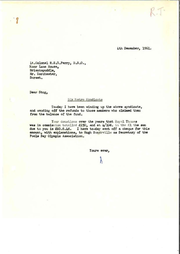 Letter to Lt. Col. Perry, December 1961