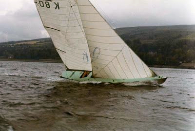 Colour photo of six metre sailing boat