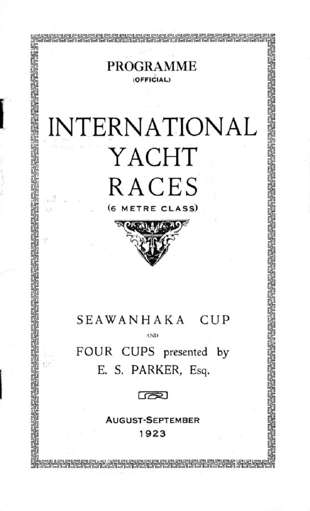 Programme, Seawanhaka Cup, 1923