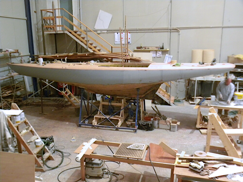 hull of a boat during restoration