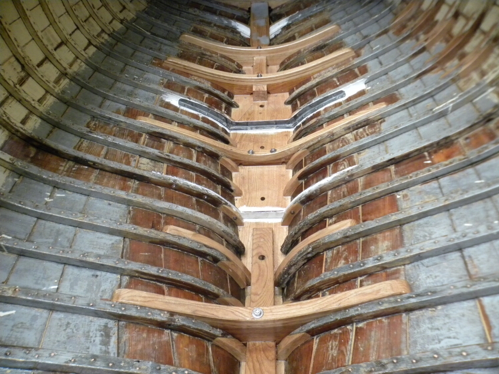 interior view of the hull of a boat