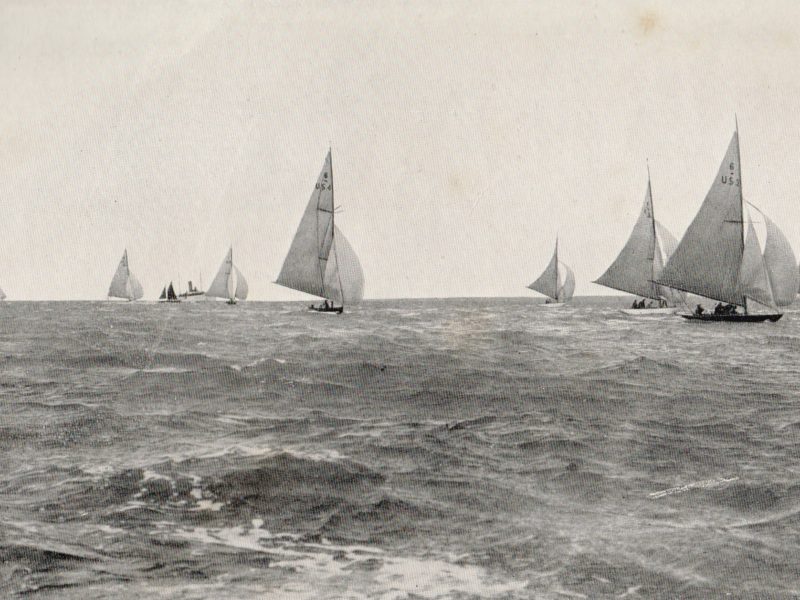 Black and white photograph of Six Metres racing