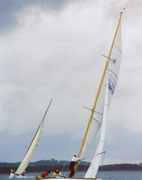 Two white yachts sailing