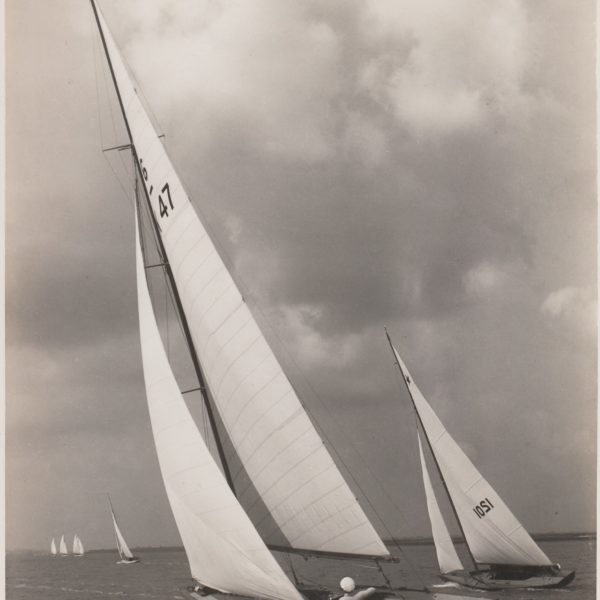 Black and white photograph of Six Metre and Star Class sailing boats