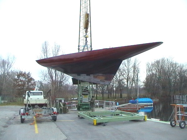 Fintra being crane lifted