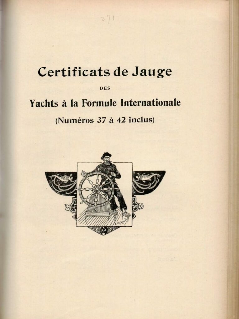 Bulletin Officiel du Yacht Club de France, “Certificats de Jauge”, 1909