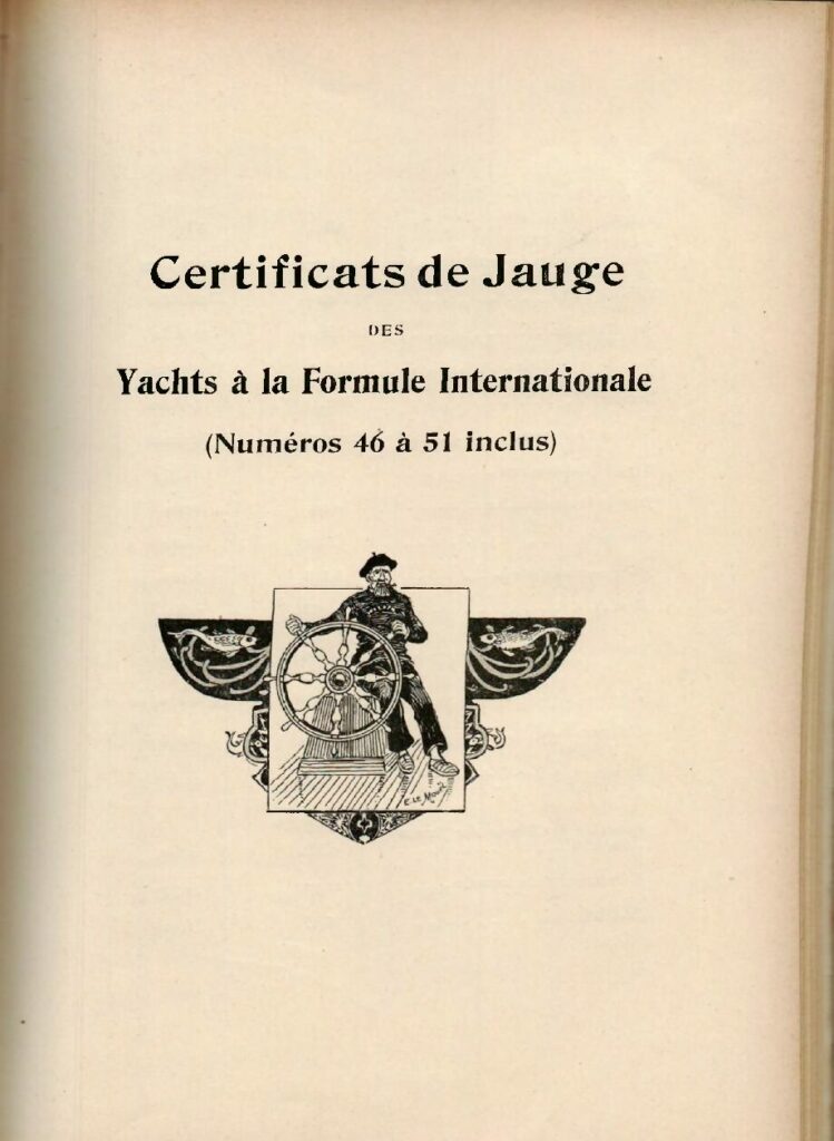 Bulletin Officiel du Yacht Club de France, “Certificats de Jauge”, 1910