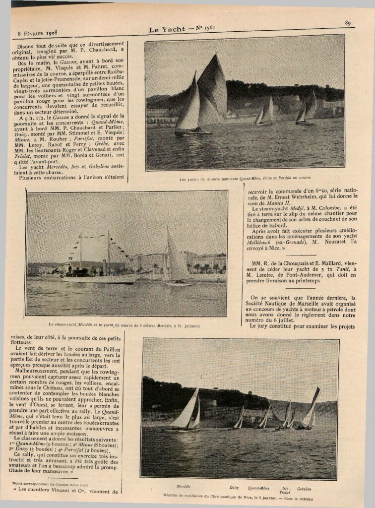 Le Yacht extract, February 1908