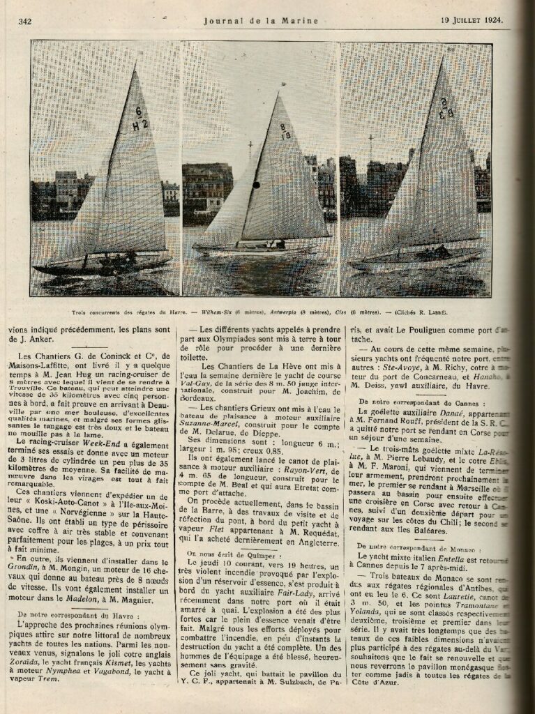 Le Yacht extract, July 1924